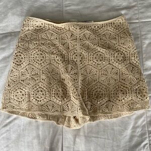 H&M Cream High Waist Crochet Shorts